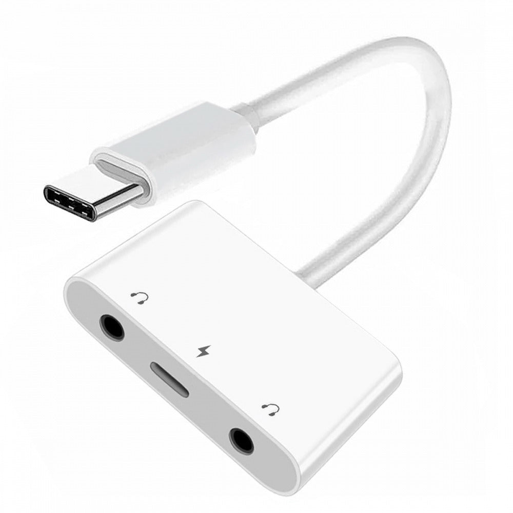 Type C USB-C to Dual 3.5mm Audio AUX & MIC Sound Card with PD Power Charge Adapter Compatible with Laptop Tablet Phone UC-155-TC005