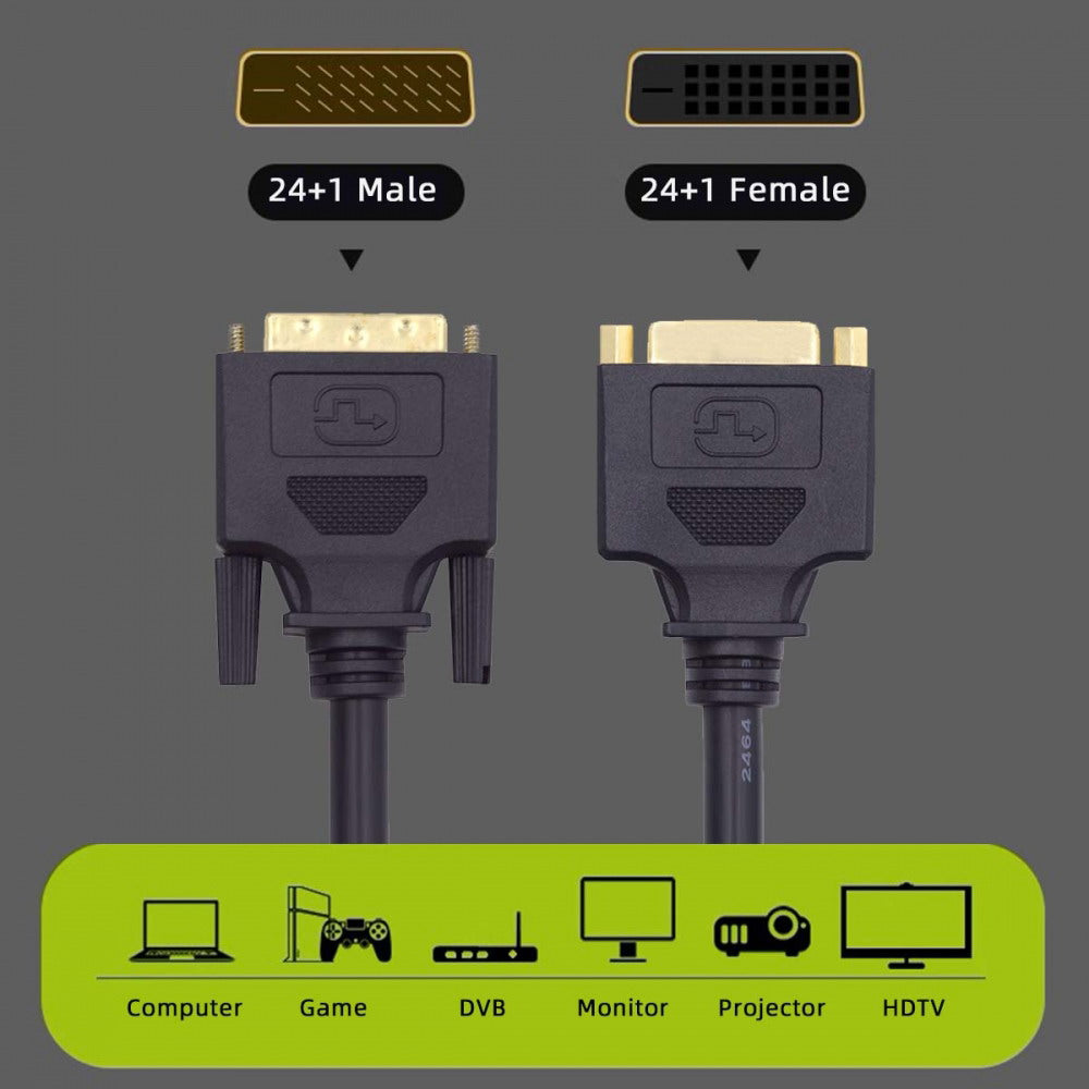 DVI 24+1 Male to Female Extension Cable DVI-D Dual Link Digital Video for Monitor Graphics Card 50cm DB-005