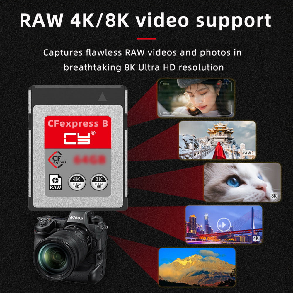 CFexpress Type-B 256GB Memory Card CFE CFB Adapter Compatible with XS Camera 8K RAW PCIe Expansion SA-079-256G