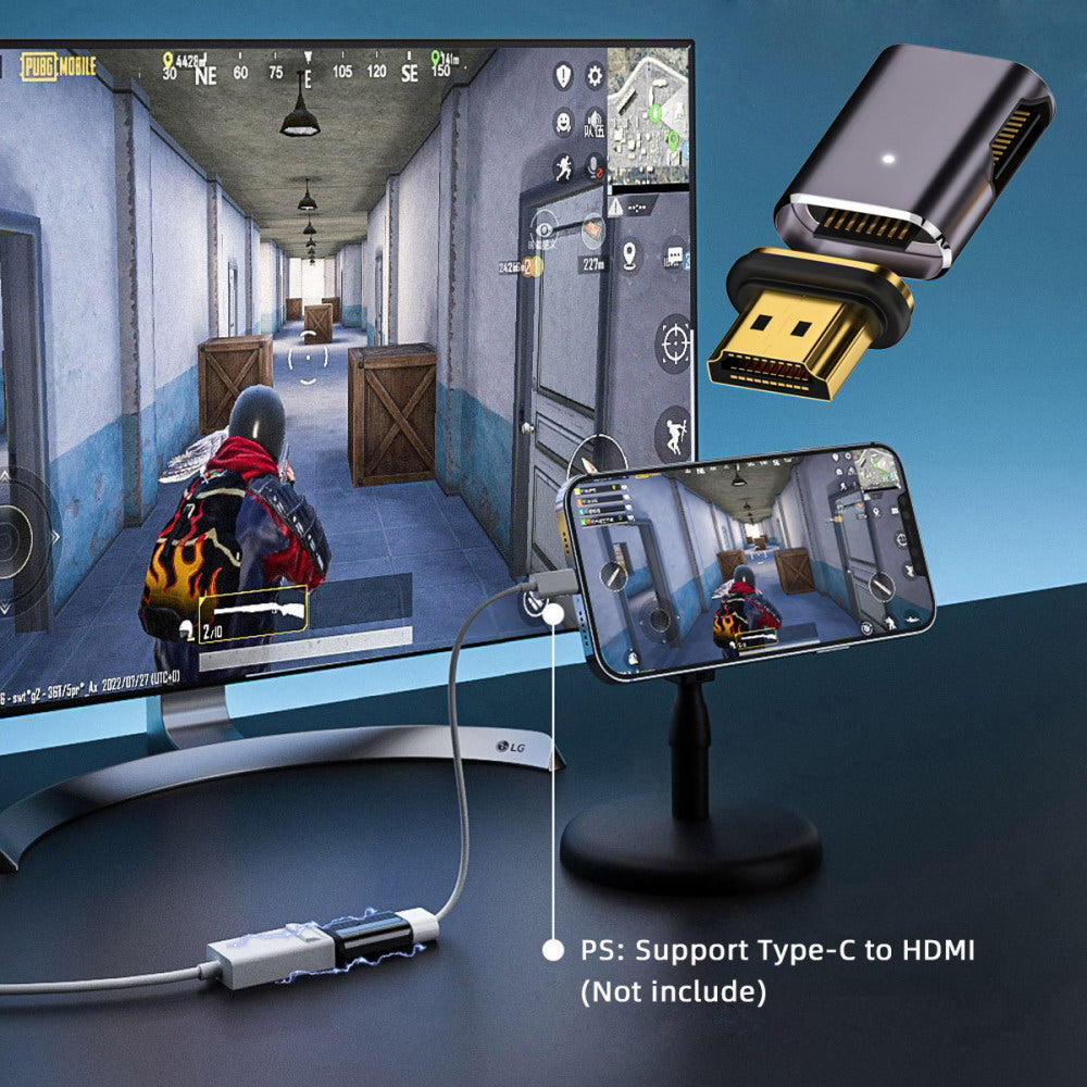 90 Degree Right Angled Magnetic 8K Type-A HDMI 2.1 Male to Female Straight Video Adapter for Laptop HDTV HD-042-RI