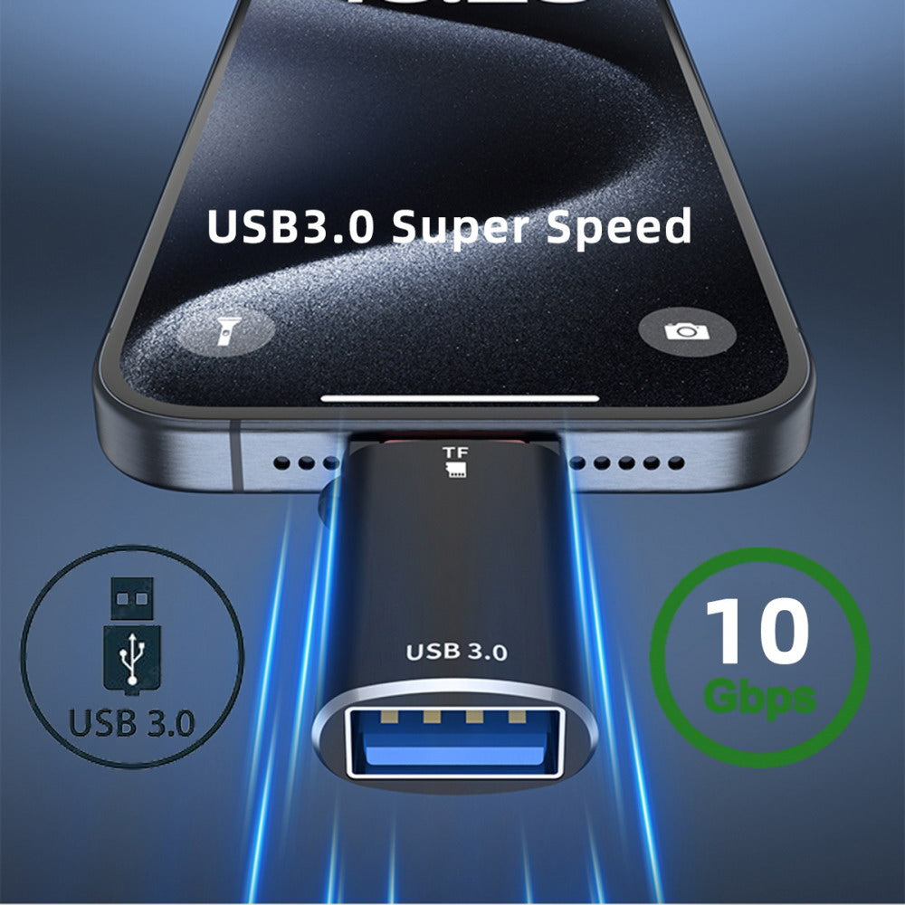 10Gbps USB-C Type-C to USB 3.0 Female OTG & TF Micro-SD Card Reader Adapter for Laptop Tablet Phone UC-035-TF