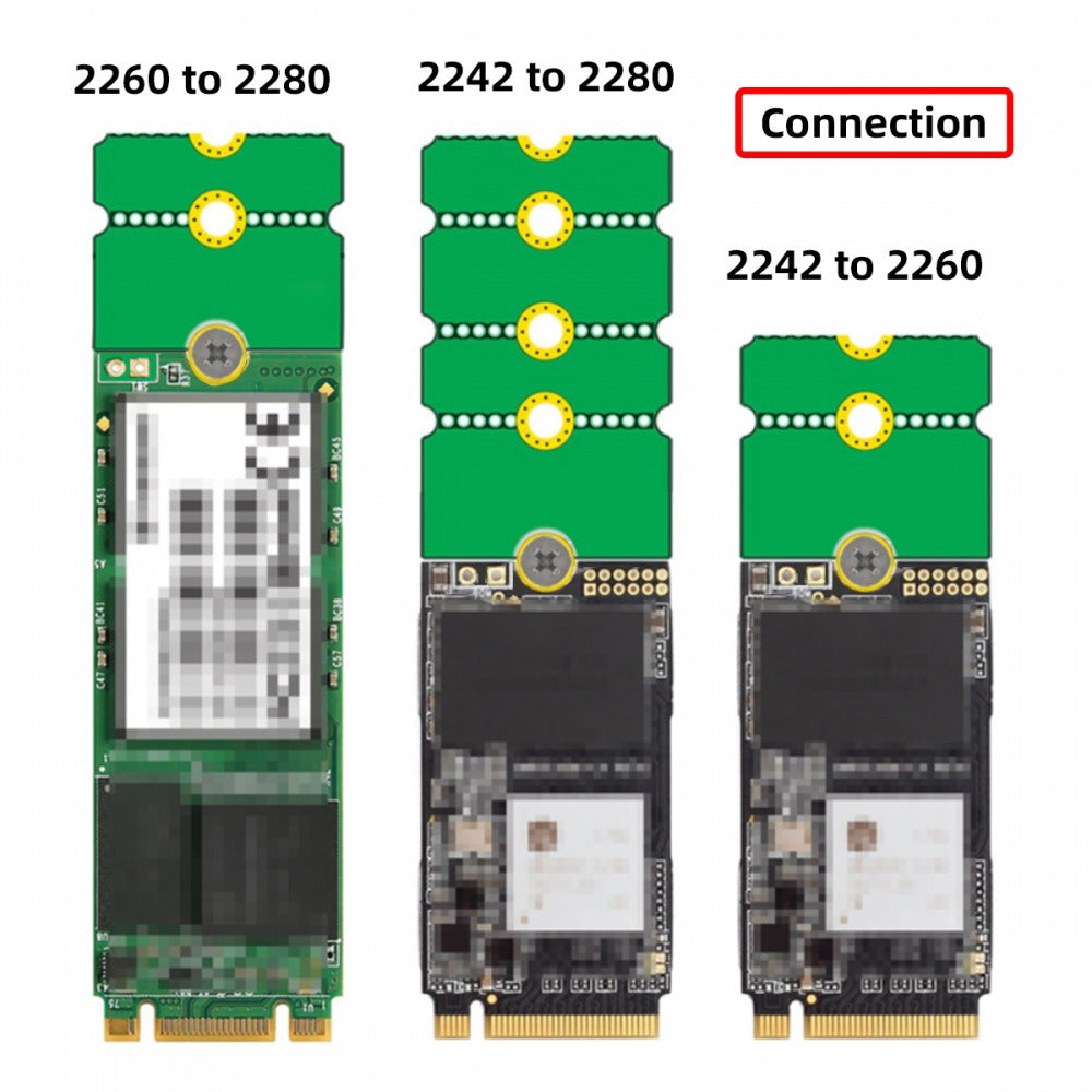 2pcs/lot M2 NGFF NVME M.2 Extended Adapter Card Transfer 2230 2242 2260 2280 Change to Long Size SSD EP-031