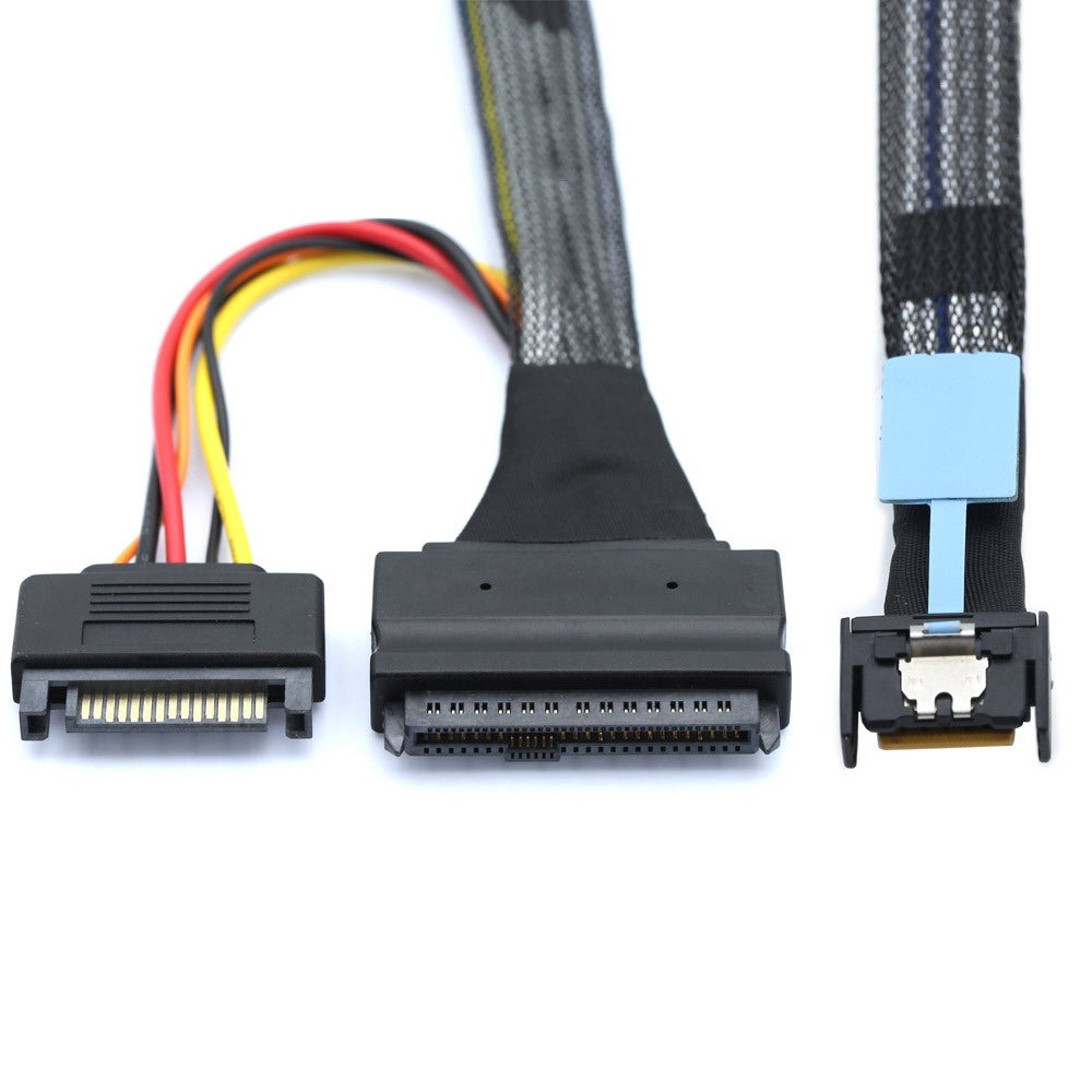 MCIO 4x Mini Cool Edge IO to U.2 SFF-8639 NVME PCIe PCI-Express Cable for Mainboard SSD SF-081