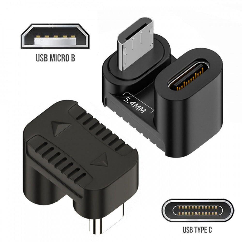 4pcs/lot USB-C USB2.0 Type C Female to Micro USB Male Power Data Adapter 360 Degree Opposite Up Back Angled UC-102-OU-4PCS