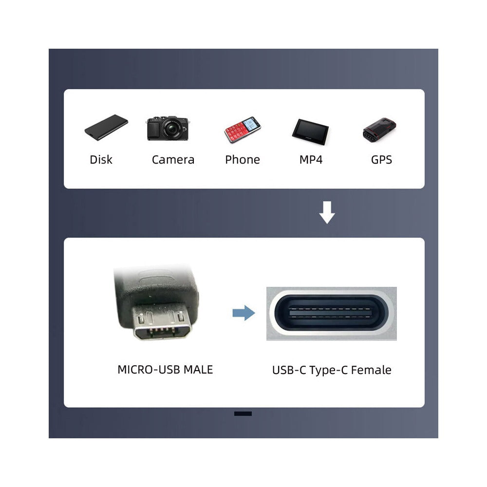 4pcs/lot USB-C USB2.0 Type C Female to Micro USB Male Power Data Adapter 360 Degree Opposite Up Back Angled UC-102-OU-4PCS