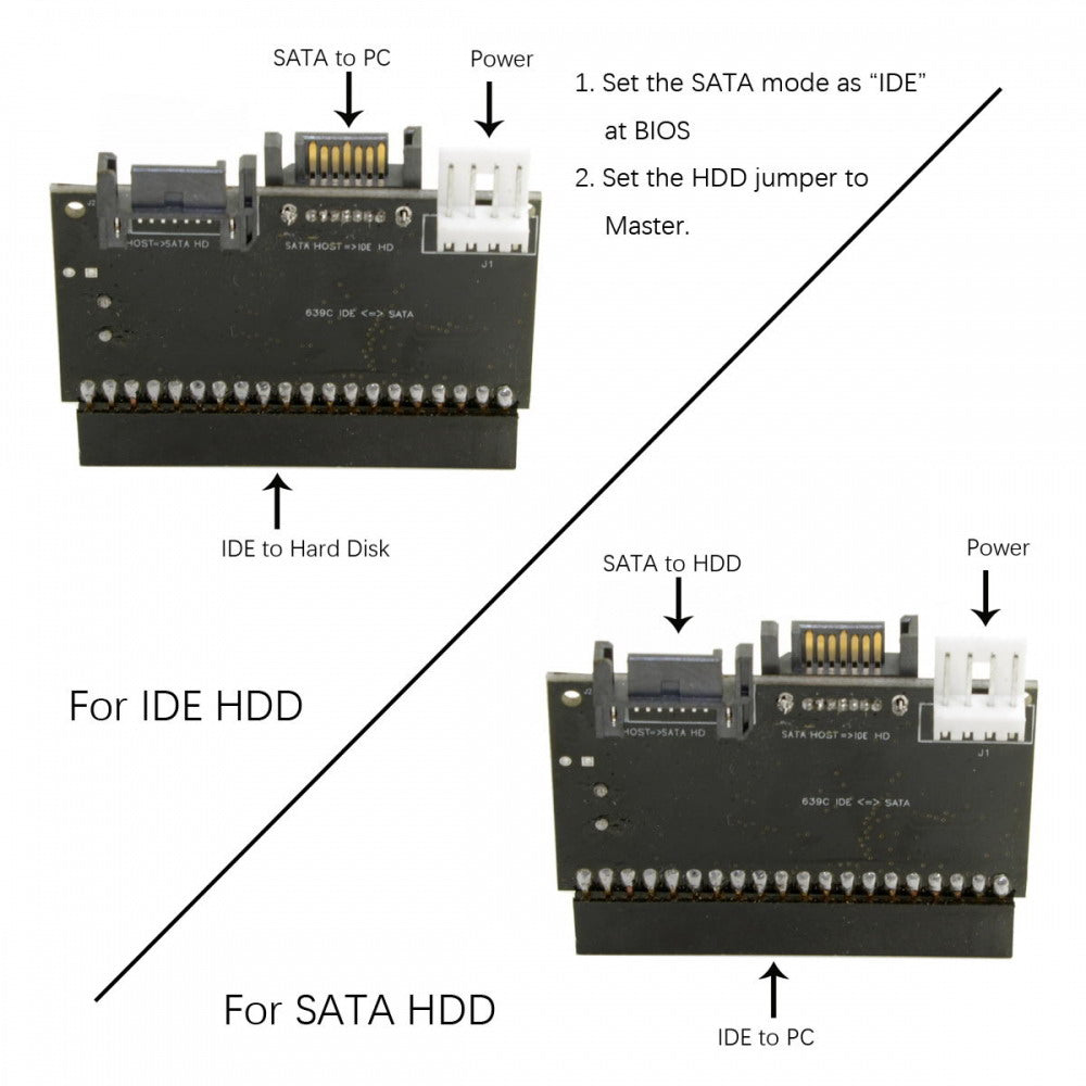 IDE 100 133 PATA to Dual Serial SATA 7PIN Adapter Reversible Converter for Hard Disk Drive SA-101