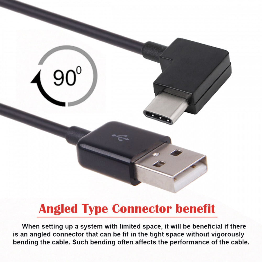Right Angled Type C USB-C to USB 2.0 Cable 90 Degree Connector for Tablet Mobile Phone CC-UC-011-BK