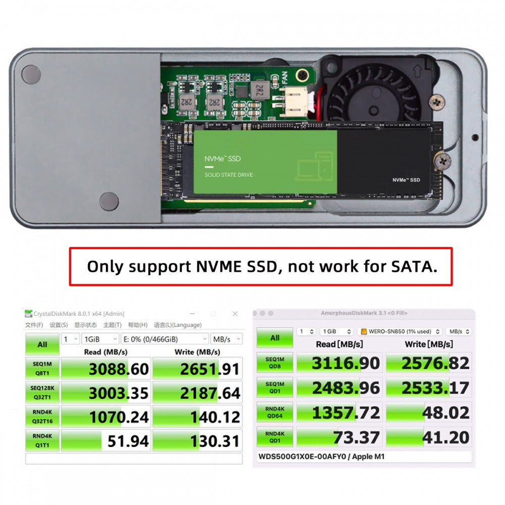 Type-C USB4 40Gbps to PCI-E 4.0 X4 SSD NVME NGFF M-Key Enclosure USB-C 20Gbps ASM2464 Chipset UC-116-SL