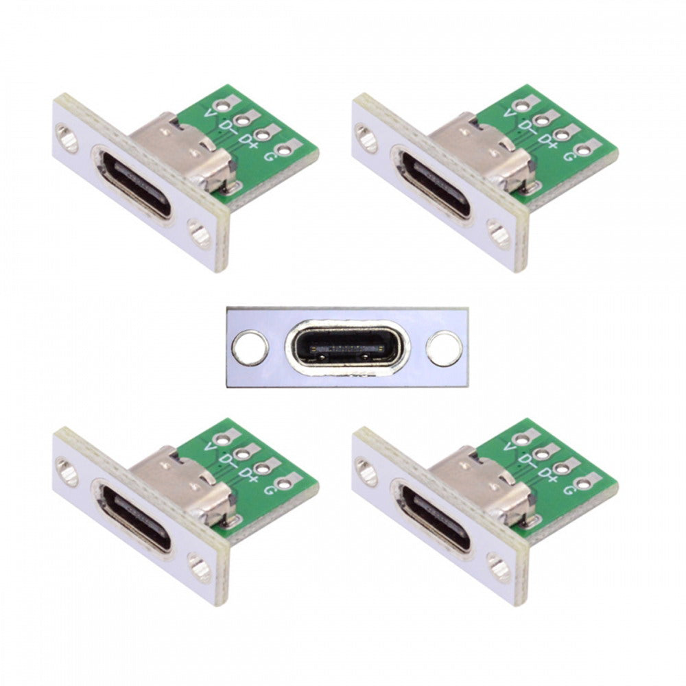 5pcs/set DIY OEM Type C Female Socket Connector Panel Mount Type with PC Board 24pin USB 2.0 Pinout CN-014-CF