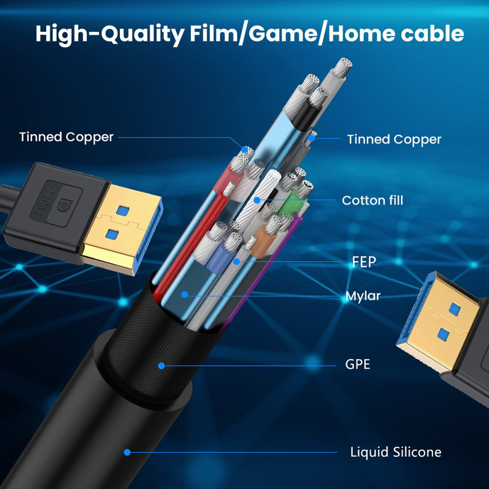 Ultrafine Down Angled DisplayPort 1.4 DP to DP Cable 8K 60hz Cable Ultra-HD UHD 4K 144hz 90 Degree for Desktop Laptop Monitor 100cm DP-011-DN