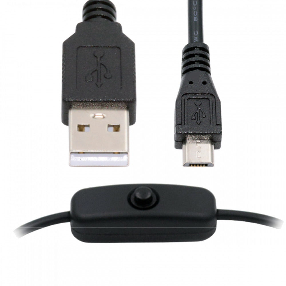 Micro USB2.0 to Type-A Cable with On Off Power Switch Button Micro 5Pin for DC 5V Desk Lamp Fan Camera PW-015-MM