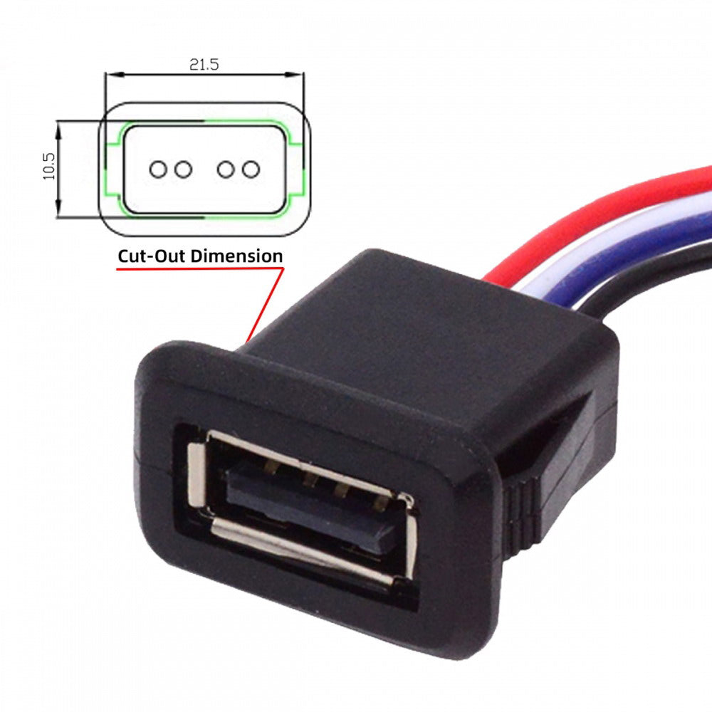2pcs/set DIY OEM Type A Female Socket to 4Pin Open Cable Latch Mount Type DC 5V Power Data CN-027-4P