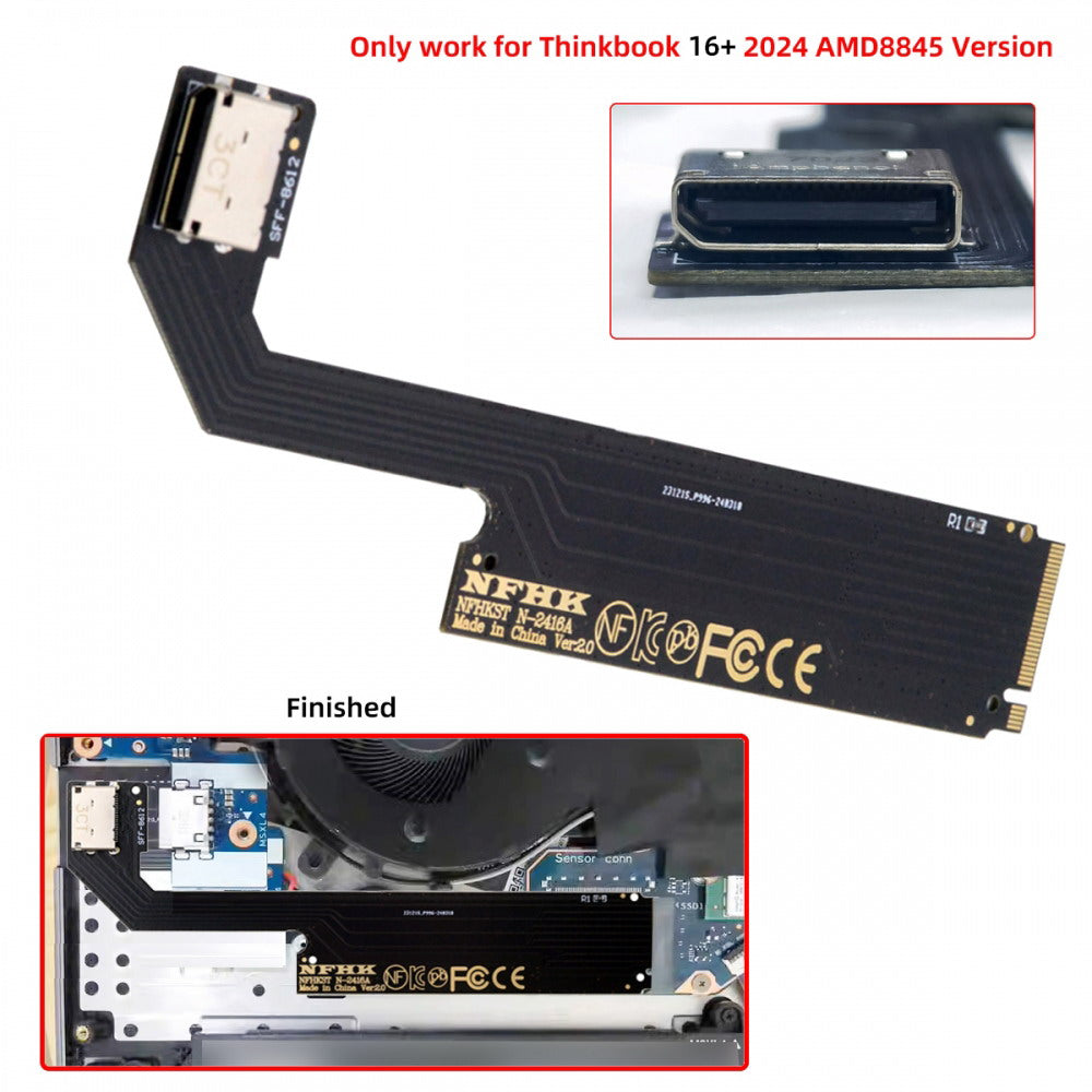 PCI-E 4.0 M.2 M-key to Oculink SFF-8612 SFF-8611 Host Adapter for 2024 ThinkBook 16+ AMD8845 External Graphics Card & SSD SF-058-AMD