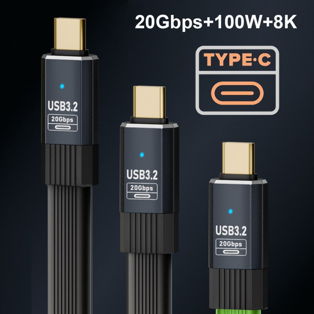 USB4 Cable 20Gbps Flat Slim FPC Cable with 100W and 8K@60Hz 5K@60Hz USB4.0 Compatible with Thunderbolt3/4