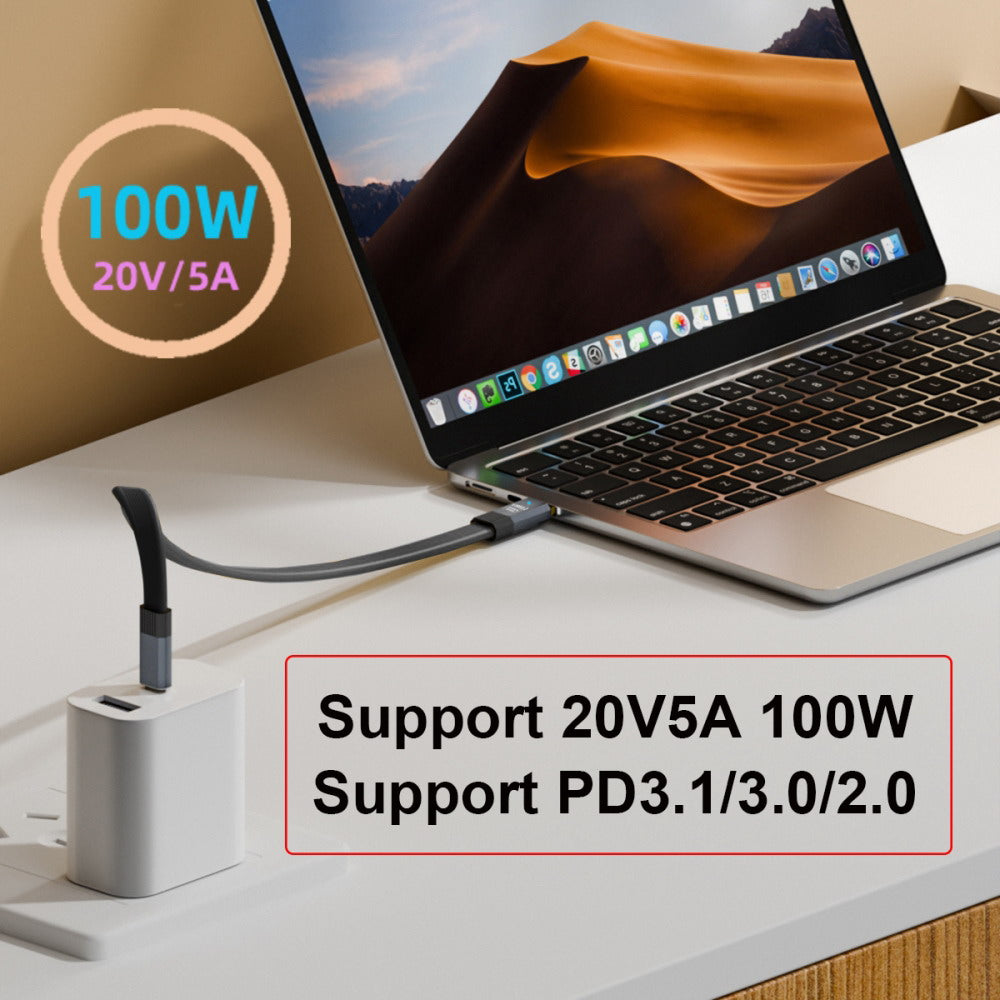 USB4 Cable 20Gbps Flat Slim FPC Cable with 100W and 8K@60Hz 5K@60Hz USB4.0 Compatible with Thunderbolt3/4