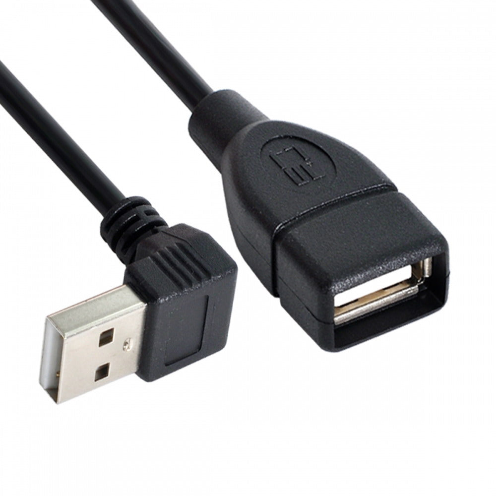 USB 2.0 Type-A Male to USB Female M-F Extension Cable 20cm 90 Degree Down Angled Type