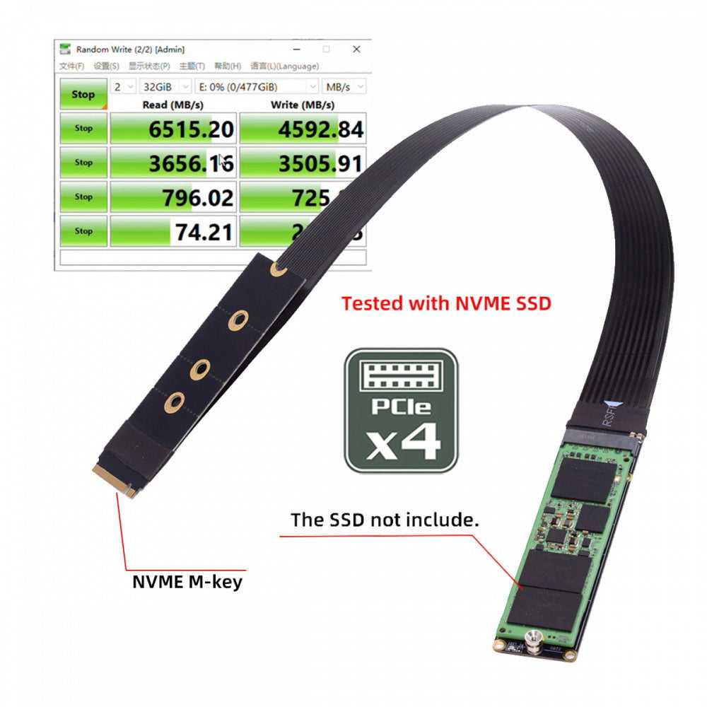 NGFF M-Key NVME Male to Female Extension PCI Express Cable 30cm PCI-E 4.0 for Mainboard SSD 2230/2242/2260/2280