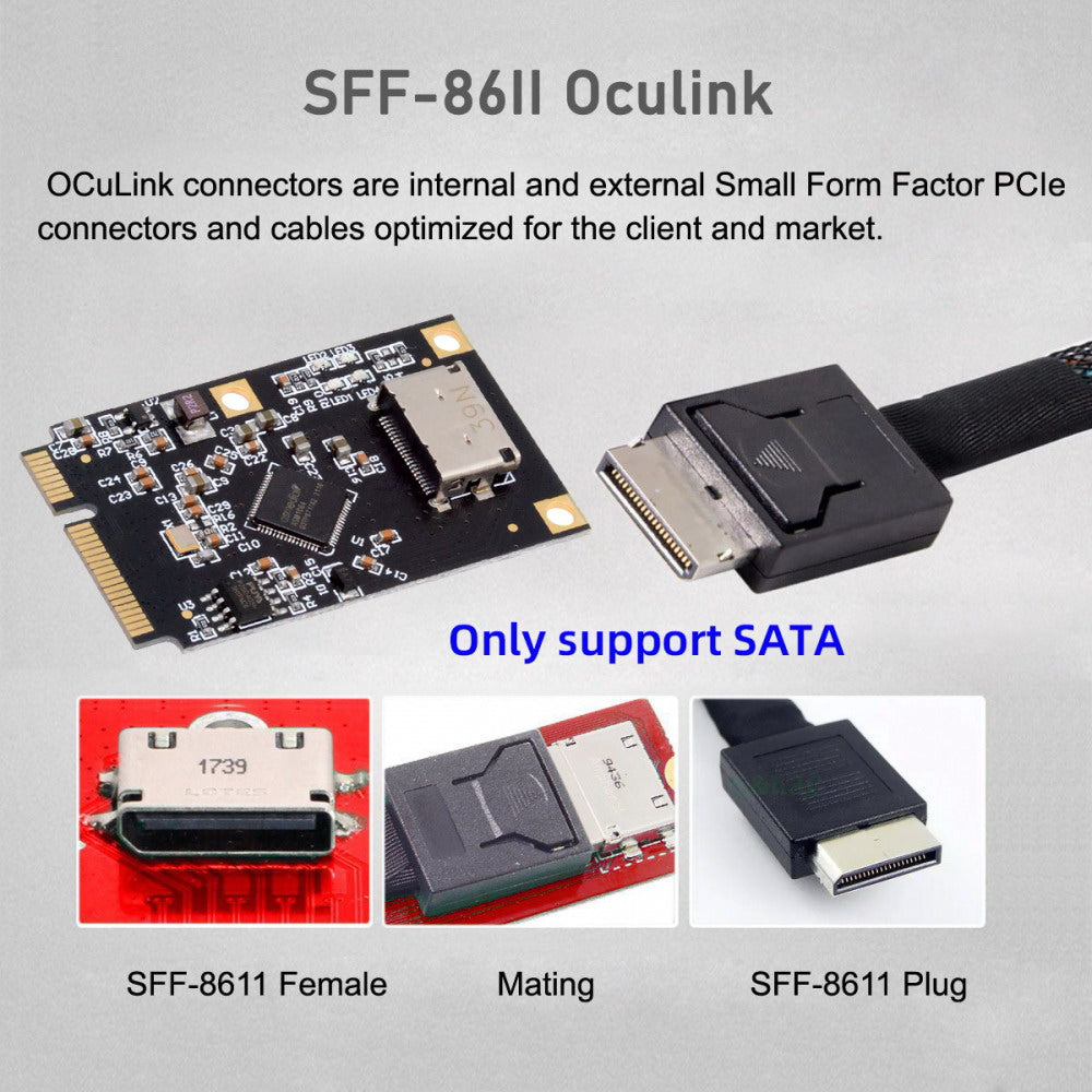 Mini PCI-E PCI Express to Oculink SFF-8612 SFF-8611 SATA 3.0 Four Ports Adapter Converter 6Gbps Disk Extension Card for SSD EP-047-SFF-8612