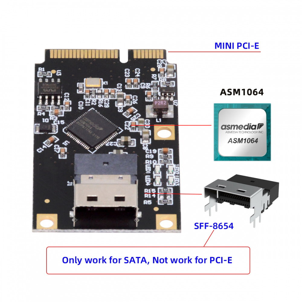 Mini PCI-E PCI Express to Slimline SFF-8654 SATA 3.0 Four Ports Adapter Converter 6Gbps Disk Extension Card for SSD