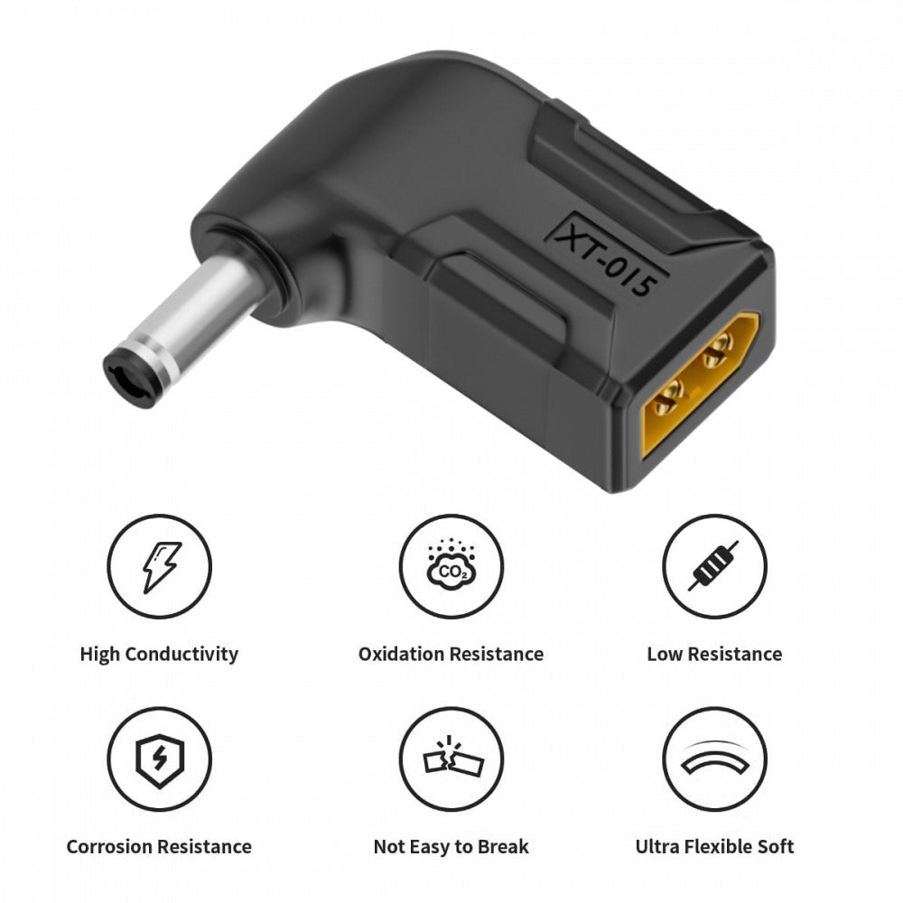 XT60 Male SC100 Protocol to DC 5.5x2.1mm Male Fast Charging Angled Horizontal Adapter for RC Lipo Battery Quadcopter Multicopter Aeromodelling