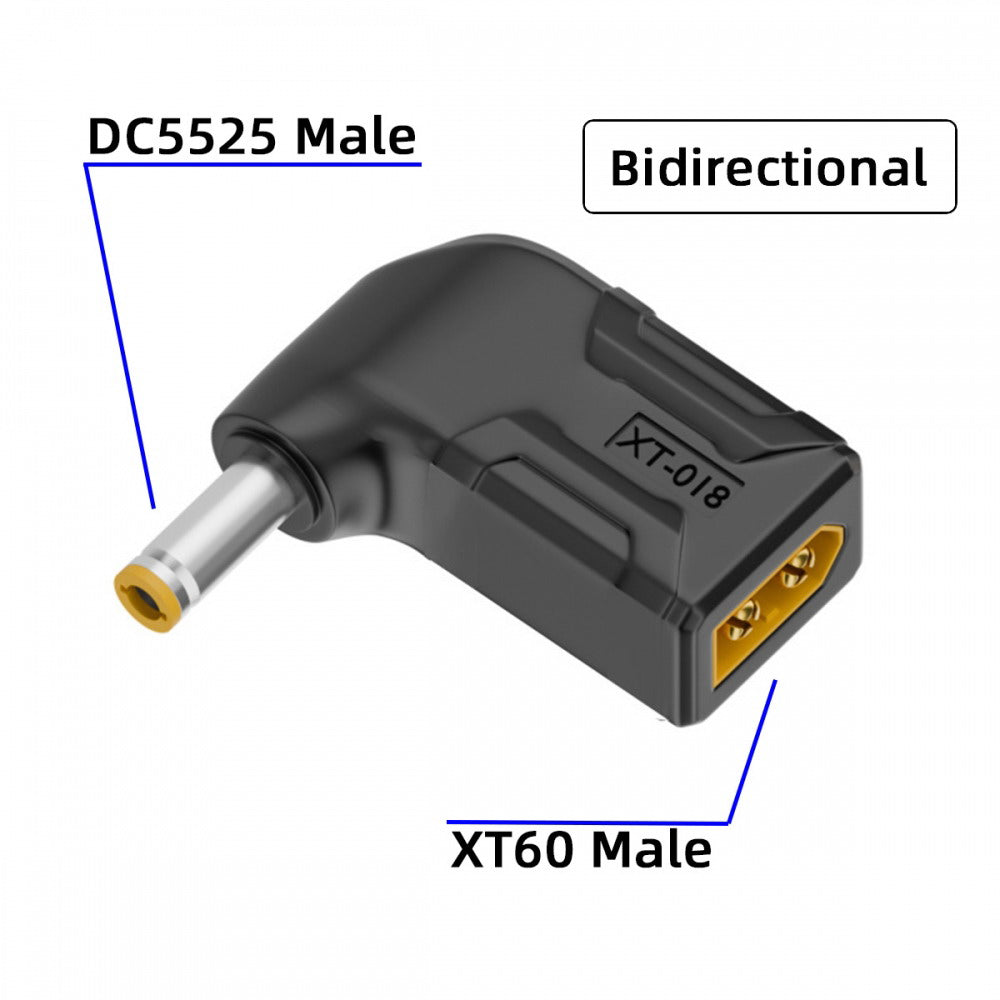 XT60 Male SC100 Protocol to DC 5.5x2.5mm Male Fast Charging Angled Horizontal Adapter for RC Lipo Battery Quadcopter Multicopter Aeromodelling