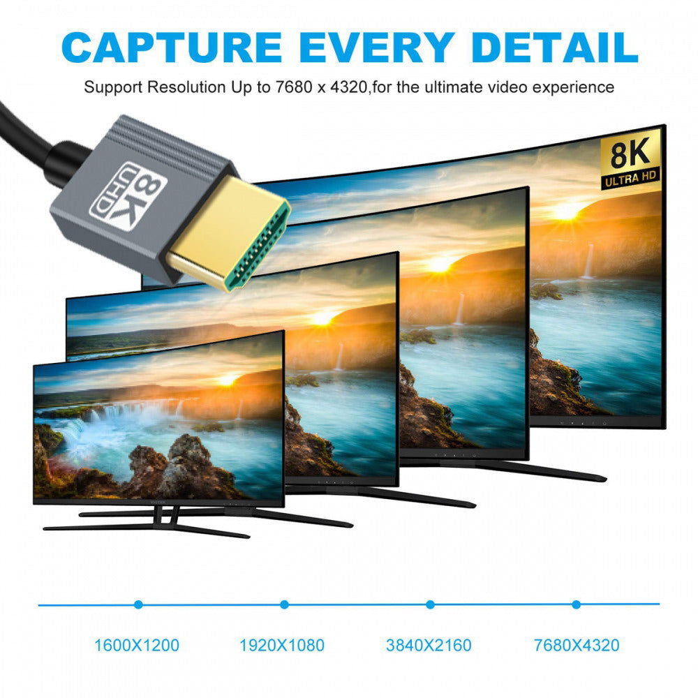 HDMI 2.1 Male to HDMI Male 8K 60hz Stretch Coiled Cable 100cm for HDTV Computer Laptop Monitor