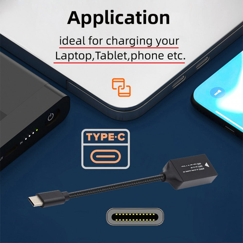 Rectangle Jack Thinkpad X1 Input to USB-C Type-C Power 100W Charge Cable for Laptop Phone PD9V 5V 20V
