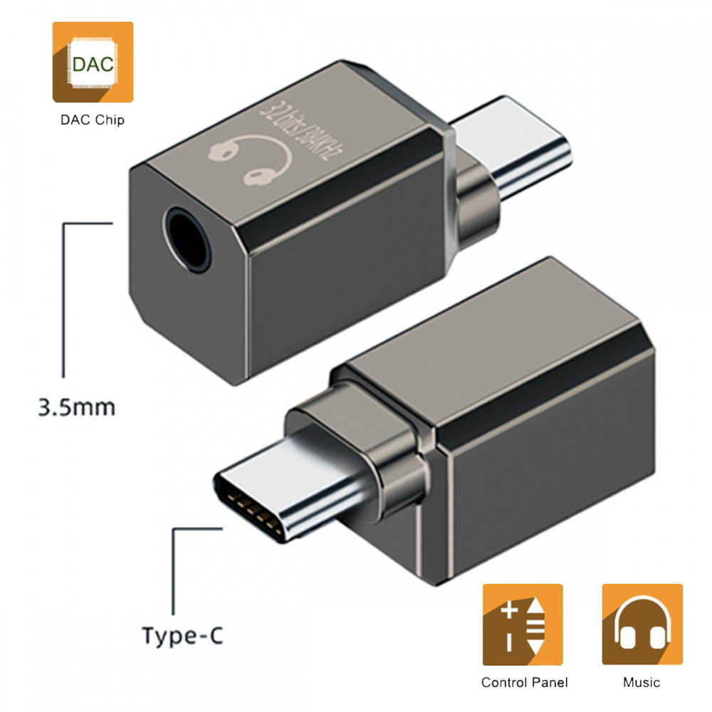 Type C USB-C to DAC 3.5mm HiFi Audio AUX & MIC Sound Card 384kHz 32bit Adapter KT02H20 Compatible OMTP CTIA with Laptop Tablet Phone