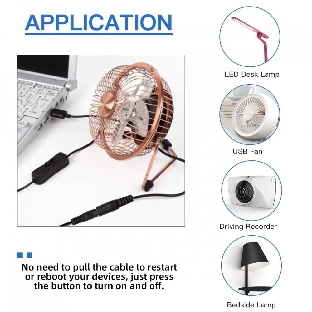 DC 5.5x2.1mm Plug to USB Type-A Cable with On Off Power Switch Button for DC 5V Desk Lamp Fan Camera