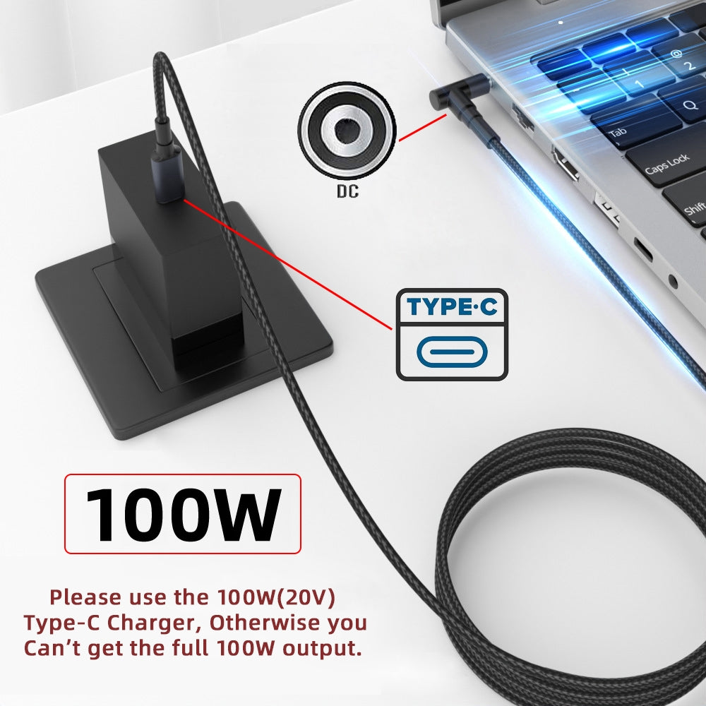 100W Type C USB-C Input to 20V DC 7.4*5.0mm Output Power 20V 5A 65W PD Charge Cable compatible with HP-Laptop