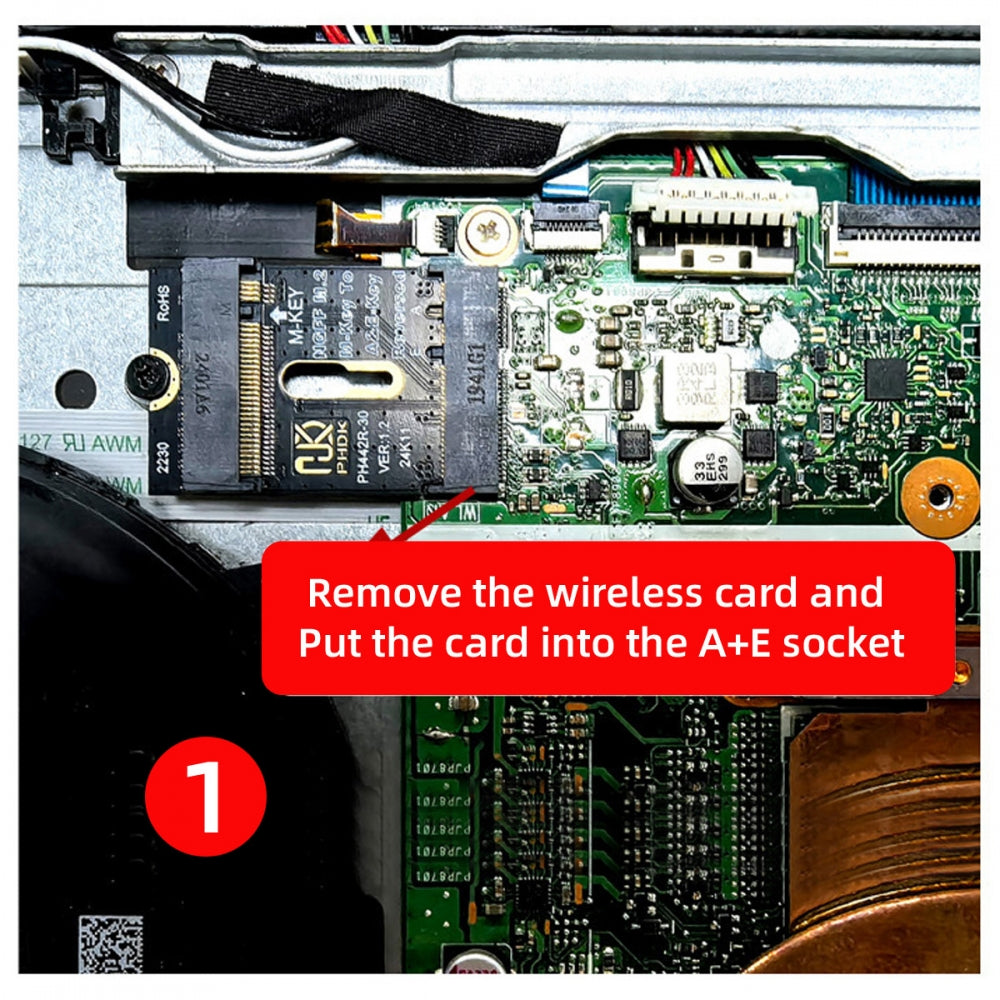 2230 NGFF A+E-Key Male to NVME M-key Female Extension PCI-E 4.0 Adapter with Bracket for Laptop Mainboard SSD 2280