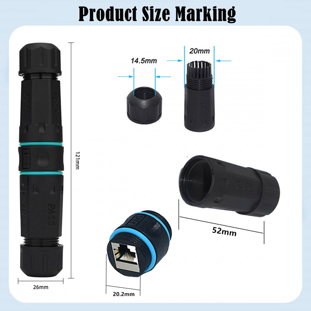 M20 Locking IP68 Waterproof UTP STP RJ45 Female to CAT6 Female Networking Patch Extension Adapter Coupler