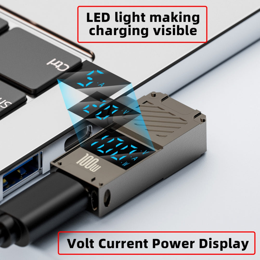 Type-C USB-C Input to DC 4.5x3.0mm Jack Smart LED Display 100W Output Power 20V 5A PD Charge 65W Adapter Compatible with DELLLaptop