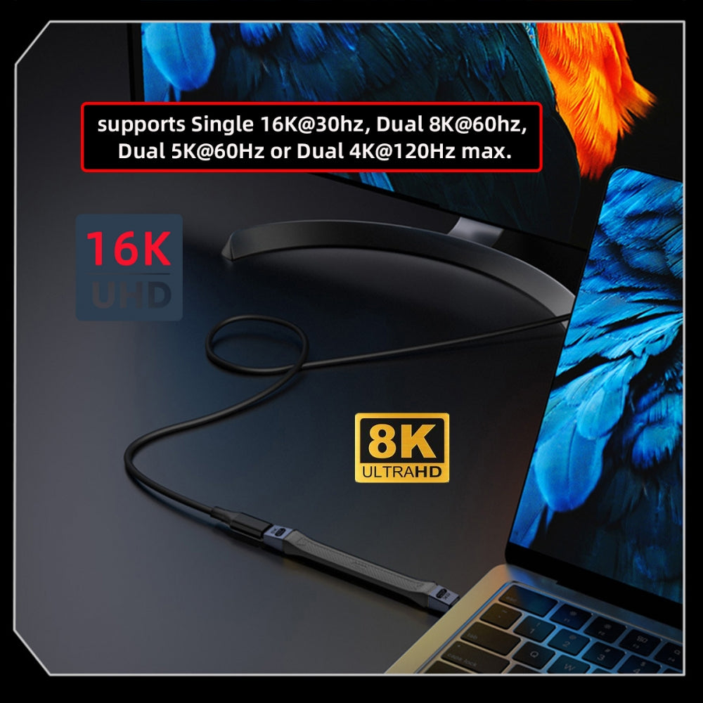 USB5.0 80Gbps Flat Slim FPC Cable 13cm with 240W and 16K@30hz 8K@60Hz 5K@60Hz Compatible with USB4.0 Thunderbolt3/4/5