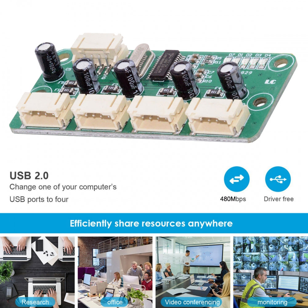 USB 4Pin Pitch=2.0mm Wafer 1-to-4 Four Ports HUB PCBA PCs 4 Devices for Keyboard Mouse Scanner Printer