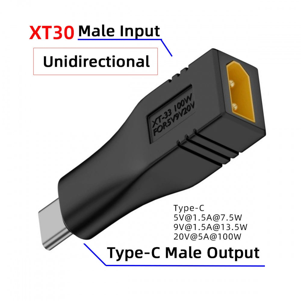 XT30 Male Input SC100 Protocol to Type-C Male Output Fast Charging Adapter for RC Lipo Battery Quadcopter Laptop Phone