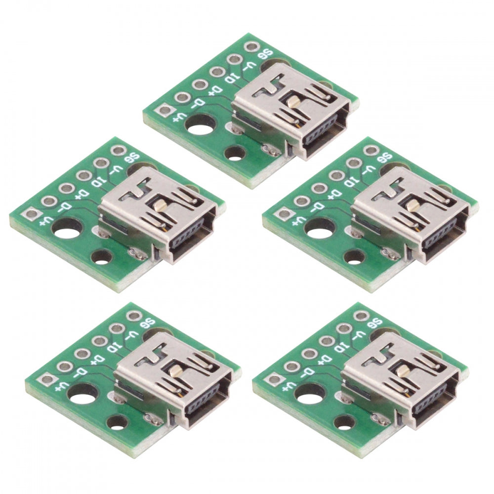 5pcs/set DIY OEM USB2.0 Mini-B Female Receptacle Socket Connector Horizontal with PCB Mounting Assembly Solder Type 480Mbps