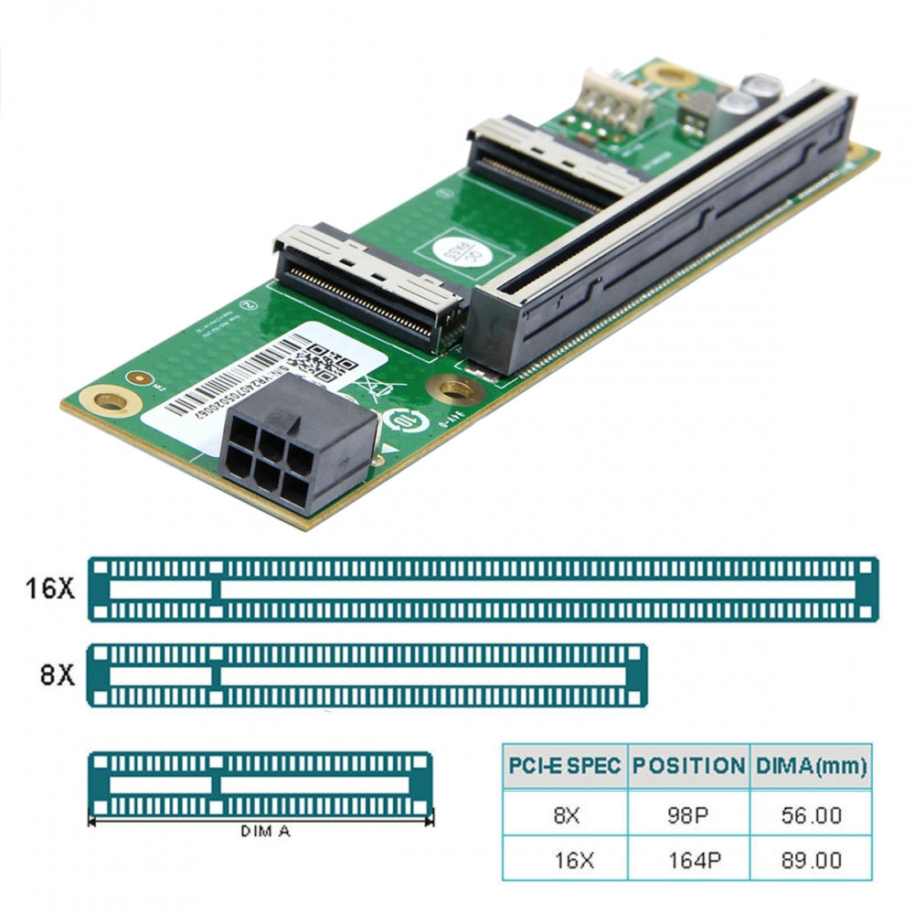 Dual MCIO 8i Mini Cool Edge IO SFF-TA-1016 to PCIE5.0 PCI-Express 16x VROC Adapter for Mainboard SSD Graphics Card