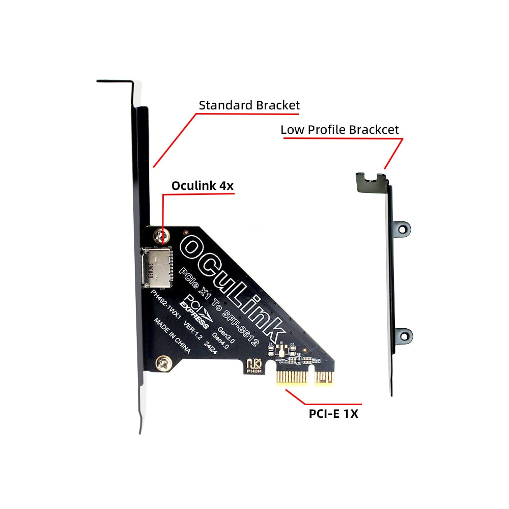 PCI-Express 4.0 PCIE 1x to Oculink SFF-8612 SFF-8611 Host Card for U.2 SSD eGPU External Graphics Card Dock