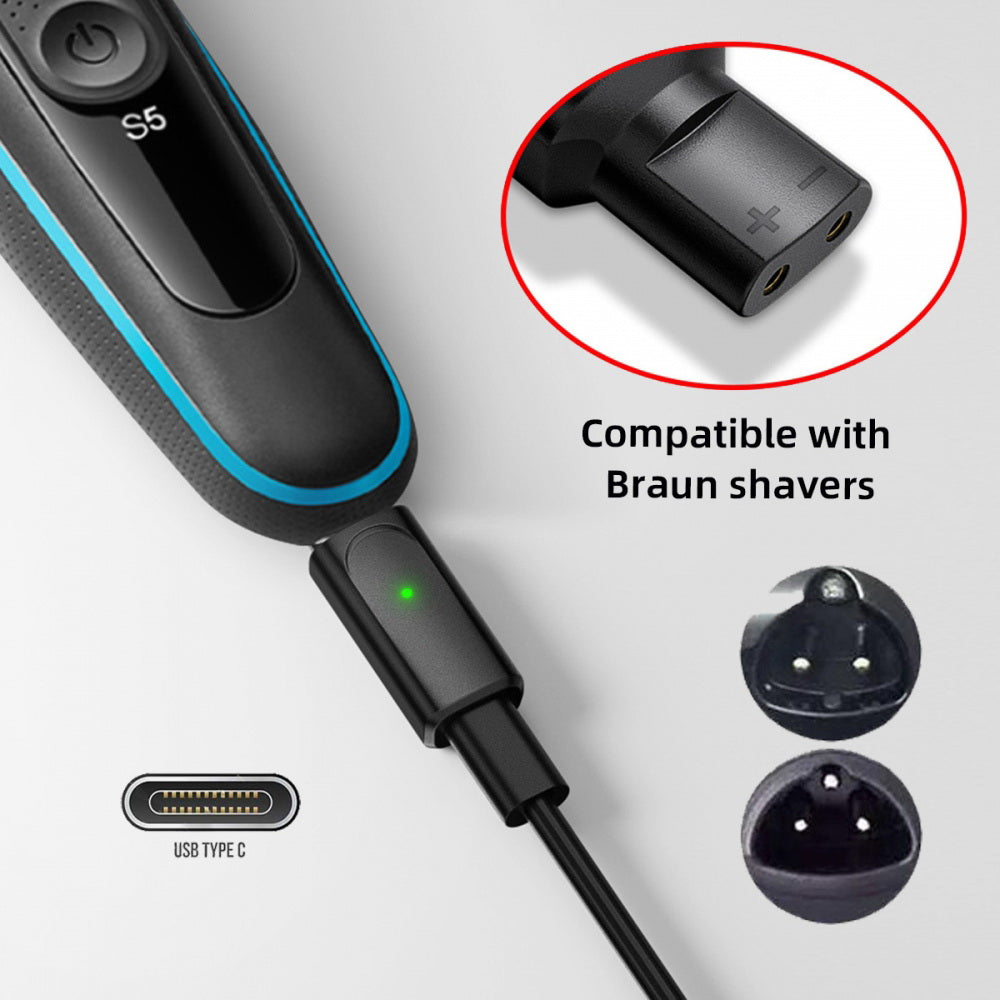 2pcs/lot USB Type-C to 2-Pin Adapter Power Charge Compatible with Braun Electric Hair Clipper Beard Trimmers Shavers