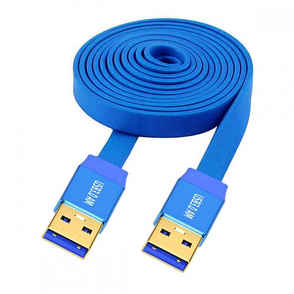 Ultra Flat Slim USB 3.0 Type-A Male to USB3.0 A Male Cable Extension Blue 5Gbps for Disk SSD Camera Data