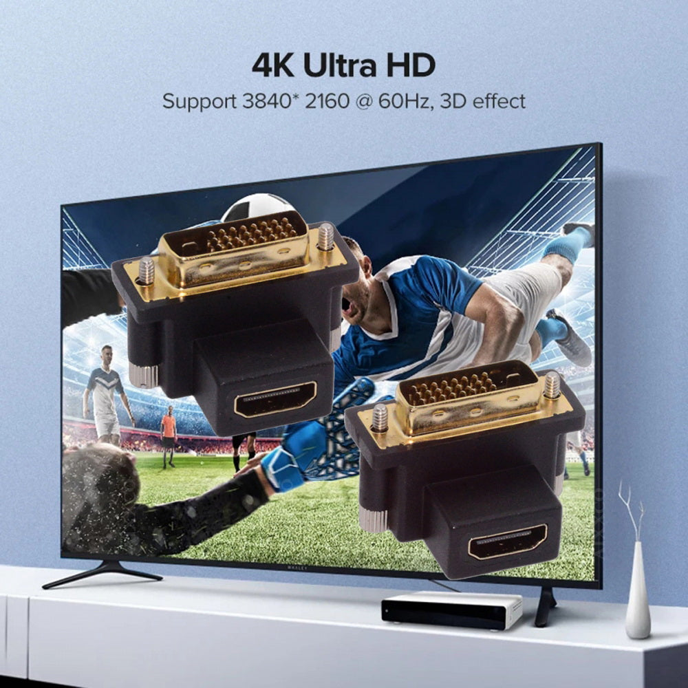 2pcs/lot Up & Down Angled 90 Degree DVI Male to HDMI Female 4K Adapter for Computer HDTV Graphics Card