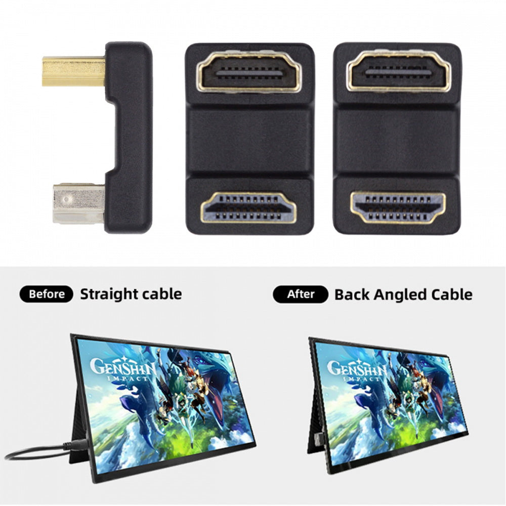 2pcs/lot Up & Down HDMI 1.4 Male Type-A to HDMI Female Port Saver 360 Degree Opposite U Shape Back Angled Extension Adapter