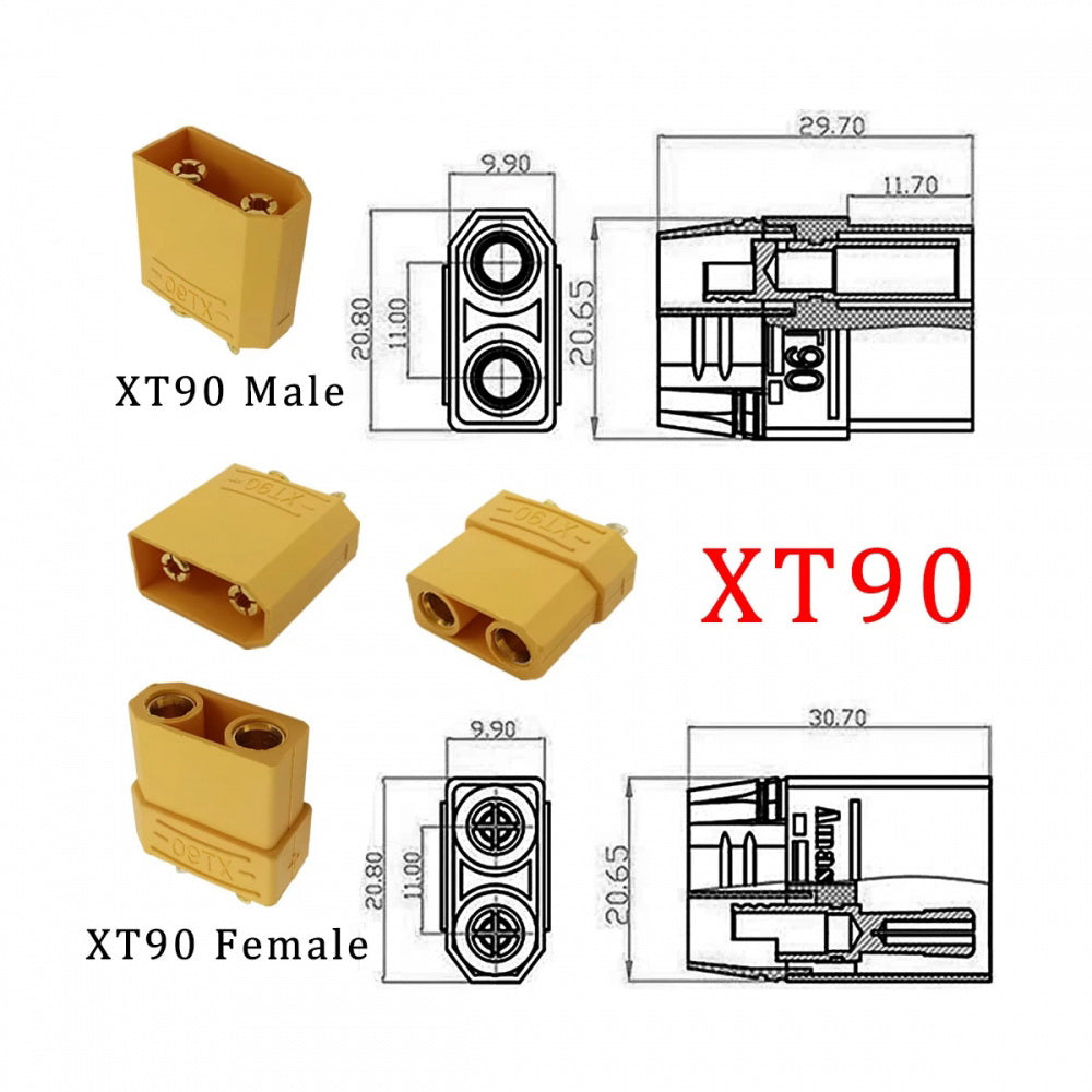 XT90 Male to Male 10AWG Extension Cable Connector for RC Battery Portable Power Station Solar Panel