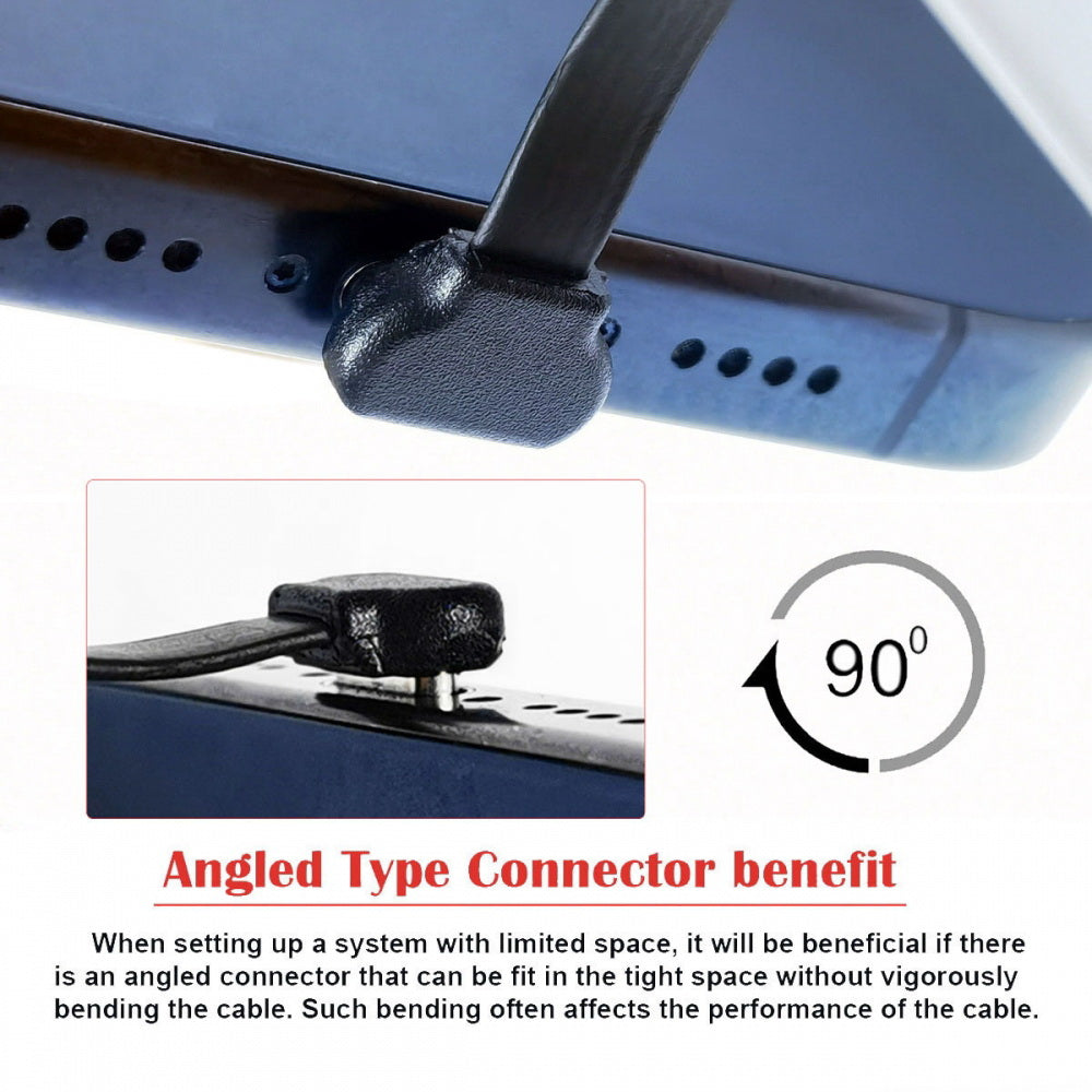 Ultra Slim Flat USB-C Type C to USB-C Power USB2.0 Data Cable 90 Degree Up Down Angled 65W Fast Charge for Laptop Tablet Phone