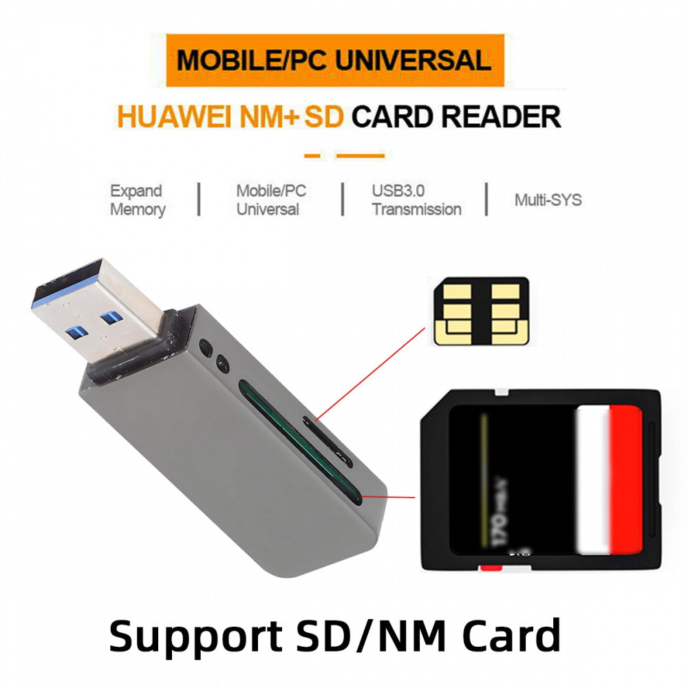 USB 3.0 to Nano Memory NM Card & SD Card Reader Writer for Camera & Laptop & Tablet & Mate Serial Phone