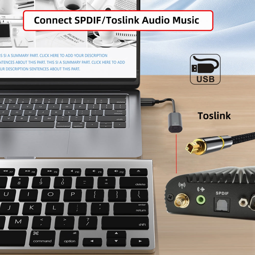 Type-A to SPDIF Toslink Optical Audio Jack Opt USB2.0 Male to Digital Optical Fiber Optic Sound Interface Female Adapter Wire for Laptop Desktop