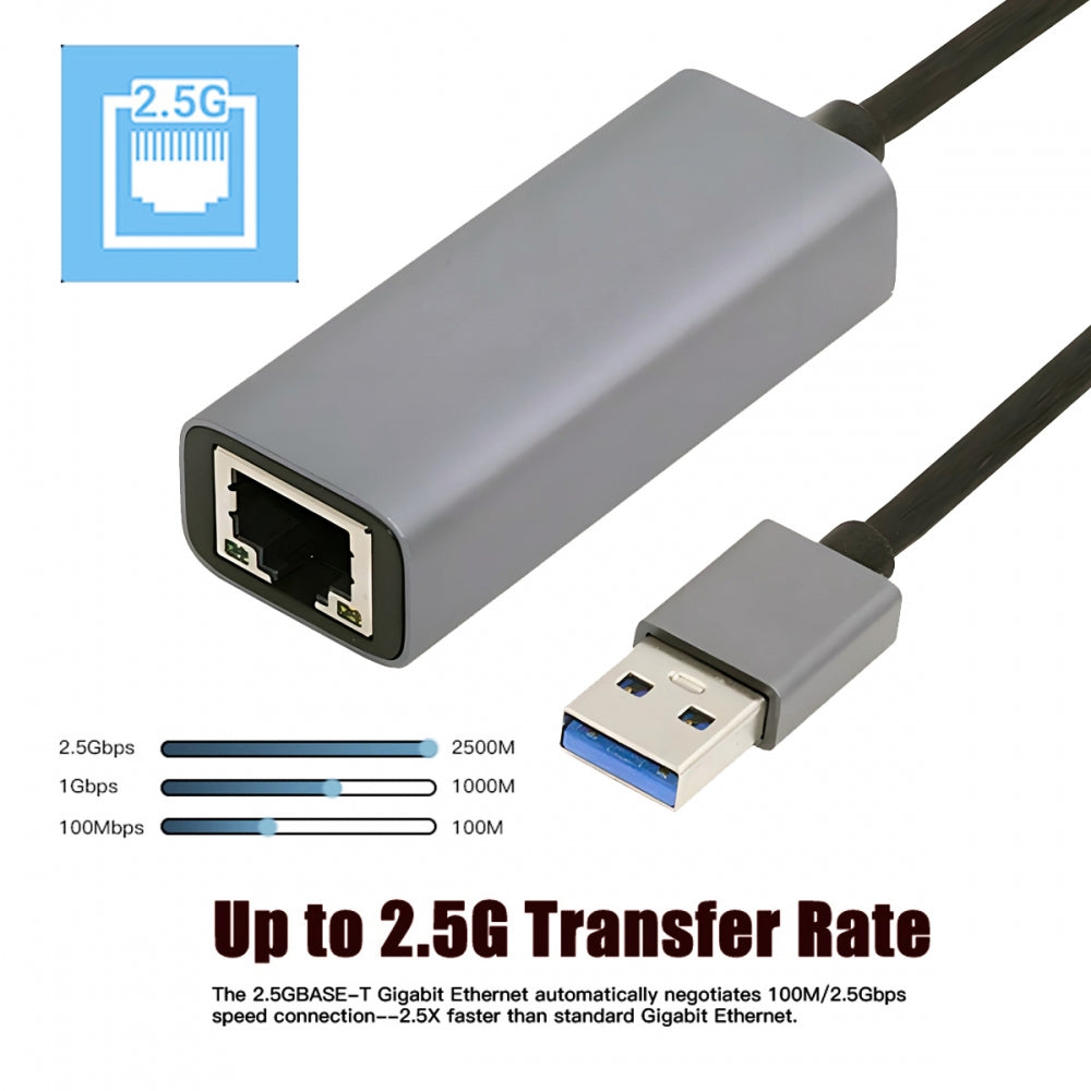 2500Mbps 2.5Gbps to USB3.0 Type-A GBE Gigabit 1000Mbps Ethernet Network LAN Cable Adapter for Desktop Motherboard