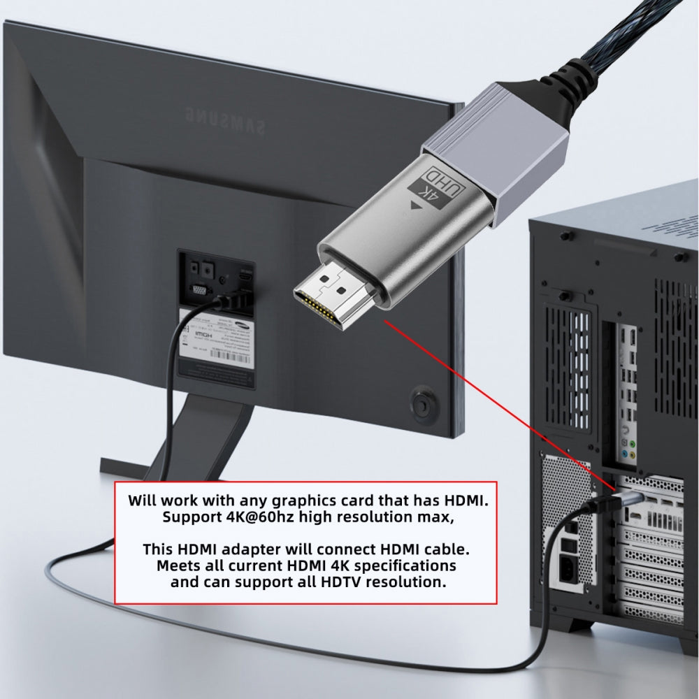 Silver CY Virtual Display Adapter 4K HDMI 1.4 Male to Female Extension DDC EDID Dummy Plug Headless Ghost Display Emulator HDTV 4K@60Hz