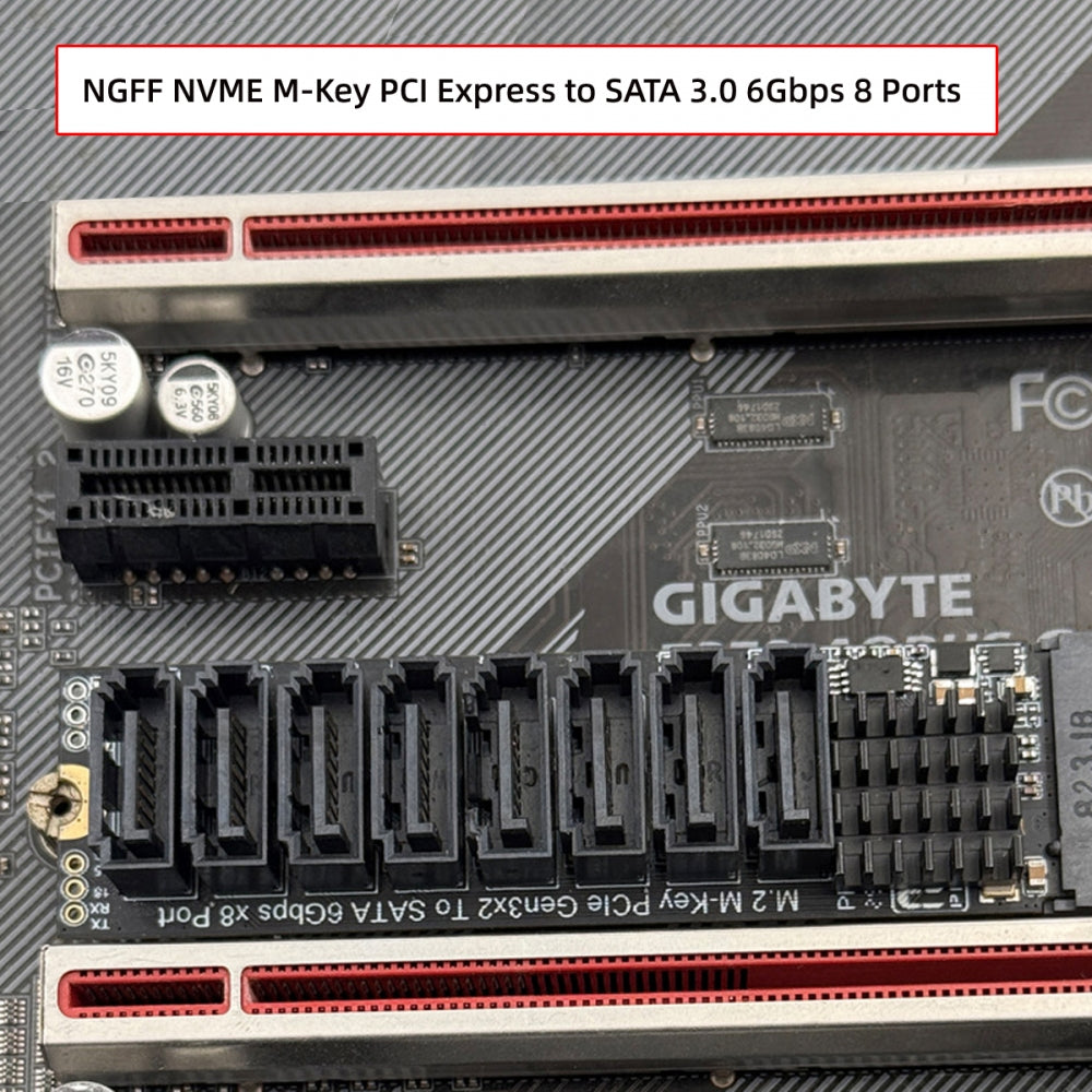 NGFF NVME M-Key PCI Express to SATA 3.0 6Gbps 8 Ports Adapter Converter Hard Drive Extension Card 2280